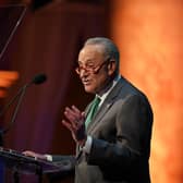 Majority Leader of the US Senate Chuck Schumer speaking at the Ireland Funds 31st National Gala. National Building Museum, in Washington, DC, during the Taoiseach's visit to the US for St Patrick's Day. Picture date: Thursday March 16, 2023.