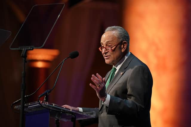 Majority Leader of the US Senate Chuck Schumer speaking at the Ireland Funds 31st National Gala. National Building Museum, in Washington, DC, during the Taoiseach's visit to the US for St Patrick's Day. Picture date: Thursday March 16, 2023.