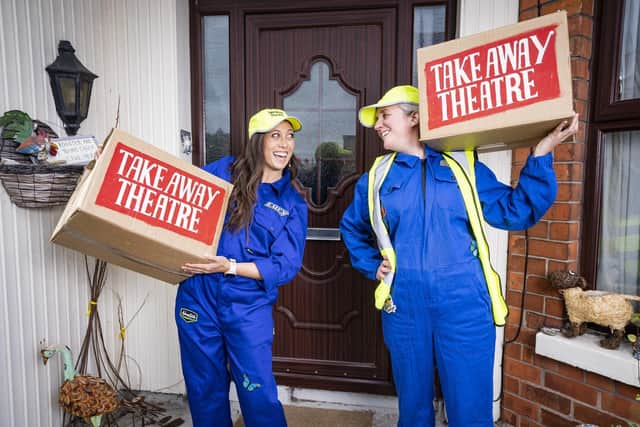 Jessica Samoy Plunkett (left) and Meabh Ivers from Open Arts get set for some dramatic performances in people's homes