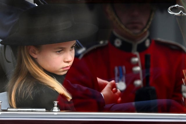 Princess Charlotte arrives for the Committal Service for Queen Elizabeth II held at St George's Chapel in Windsor Castle, Berkshire.