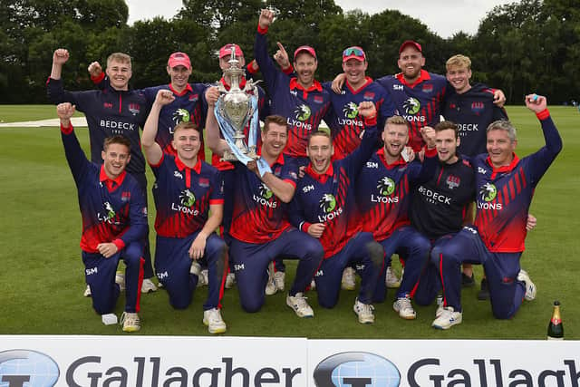 Waringstown were crowned winners of the 2023 Challenge Cup at Stormont after beating Carrickfergus. PIC: Arthur Allison/Pacemaker Press.
