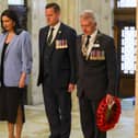 (L-R) Emma Little-Pengelly, Deputy First Minister, David Johnstone, Veterans Commissioner for Northern Ireland and Colin Ward, Chair of the Royal British Legion in Northern Ireland