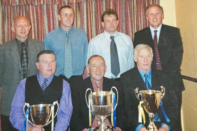Eric Halliday (front row, right) enjoyed trophy success with Moyola Park. (Photo by Moyola Park FC)