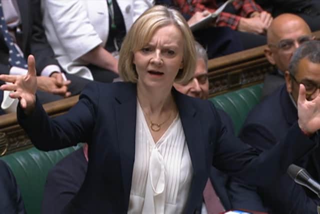 Liz Truss speaks during Prime Minister's Questions in the House of Commons, London.