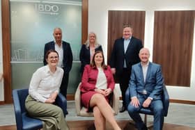 Business advisors BDO Northern Ireland have announced Lorraine Nelson from County Armagh as a new partner within its tax team. Pictured are senior partner Nigel Harra, Maybeth Shaw (partner) and managing partner of BDO Northern Ireland Brian Murphy. They are joined by partners Laura Jackson, Lorraine Nelson and Michael Jennings