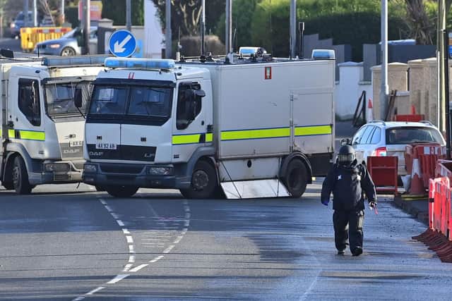 Police and ATO  in attendance at a security alert in the Antrim Road area of Newtownabbey in January 2023. Photo Colm Lenaghan/Pacemaker