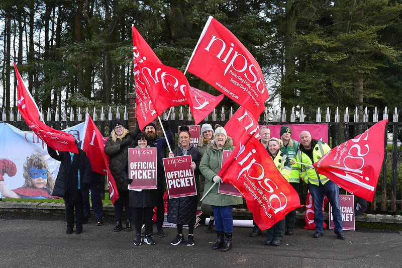 Striking health workers pictured outside  Whiteabbey Hospital.
Picture By: Arthur Allison/Pacemaker Press.