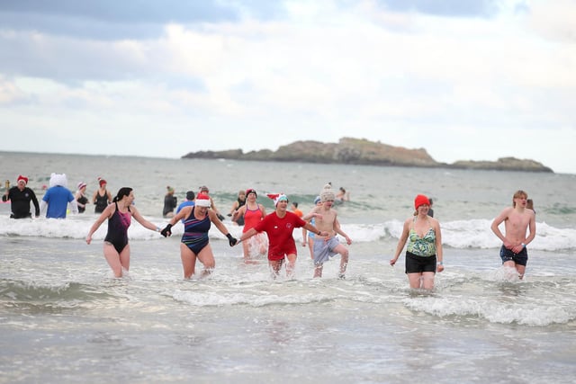 Pictured at the Polar Plunge at East Strand in Portrush today