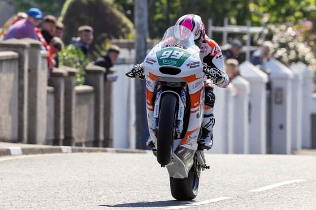 Jeremy McWilliams claimed a podium in the Supertwin class at the 2025 North West 200 on the J McC Racing Aprilia. (Photo by David Maginnis/Pacemaker Press)