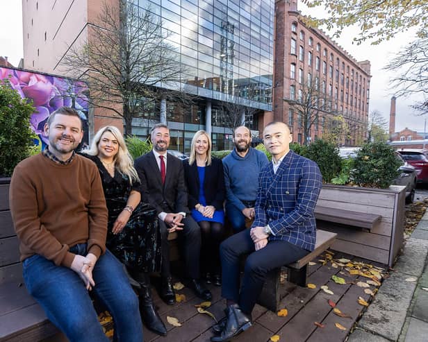 Belfast's Linen Quarter Business Improvement District (LQ BID) has expanded its team by 50%, a move reflective of the growing importance of BIDs in shaping vibrancy, economic growth, and the future of cities.  Pictured are communications and events manager Stephen Maginn, finance and contracts manager Charlotte Irvine, managing director Chris McCracken, administration and business engagement manager Sara Elliot, regeneration manager Christiaan Karelse and sustainable district manager Lawrence Tingson