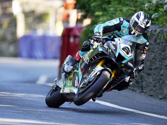 Northern Ireland's Michael Dunlop on the Hawk Racing Honda at Union Mills in Superbike qualifying at the Isle of Man TT