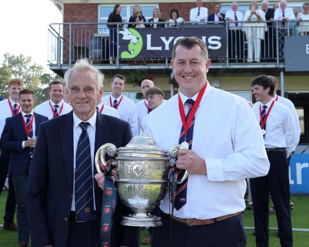 Greg Thompson - pictured with the 2026 Premier League title - has stepped down from his role as Waringstown captain. (Photo by David Maginnis/Pacemaker Press)