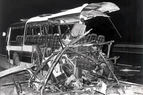 The wreckage of the bus