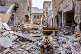 UN Development Programme image showing a destroyed neighbourhood in Yemen