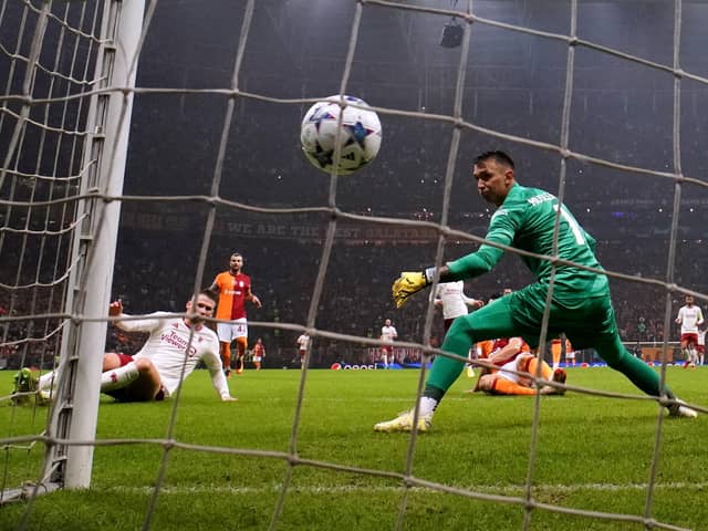 Manchester United's Scott McTominay scores his side's third goal against Galatasaray in a thrilling 3-3 Champions League draw in Istanbul