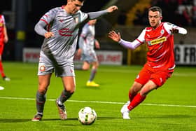 Stephen Teggart, in action for Portadown against Cliftonville last season, has made the move to Glenavon this summer. (Photo by Andrew McCarroll/Pacemaker Press)