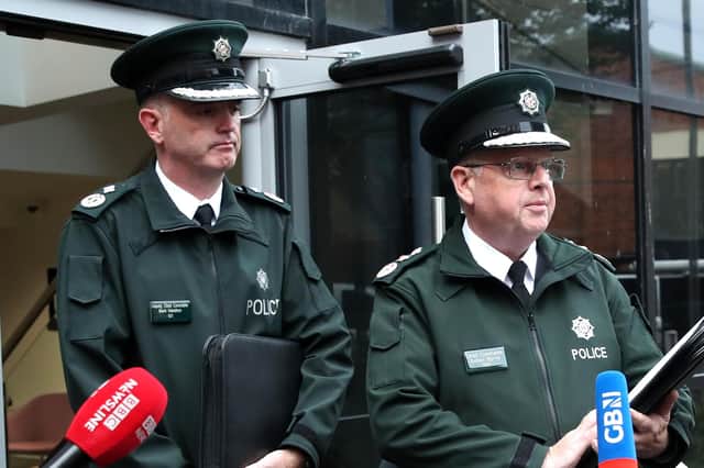 Former PSNI Chief Constable Simon Byrne and Deputy Chief Constable Mark Hamilton. Photo: Declan Roughan/Press Eye.