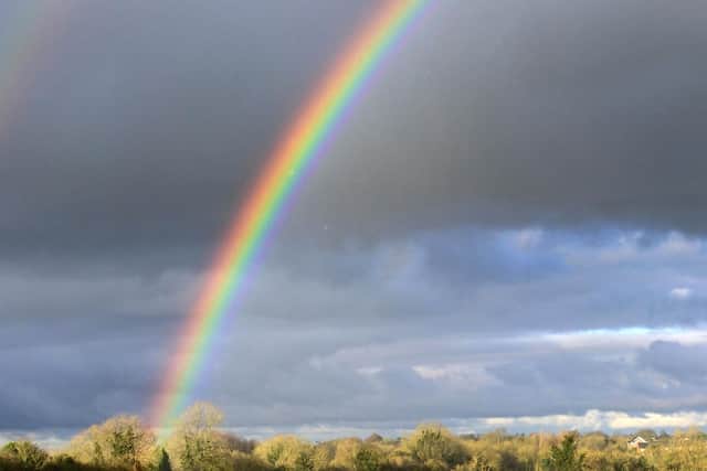 A Rainbow over Moira following icy conditions to parts of Northern Ireland. Photo: Colm Lenaghan/Pacemaker