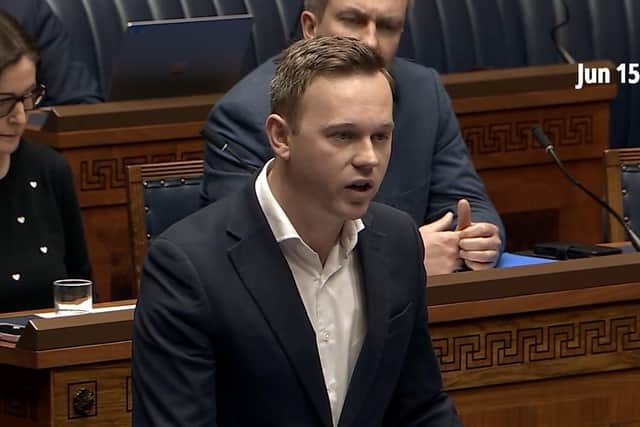 Eoin Tennyson speaking during the Assembly debate on the recent wave of racist violence in Northern Ireland