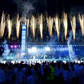 A general view of fireworks in the stadium during the Closing Ceremony for the 2022 Commonwealth Games at the Alexander Stadium in Birmingham