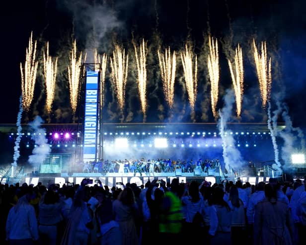 A general view of fireworks in the stadium during the Closing Ceremony for the 2022 Commonwealth Games at the Alexander Stadium in Birmingham