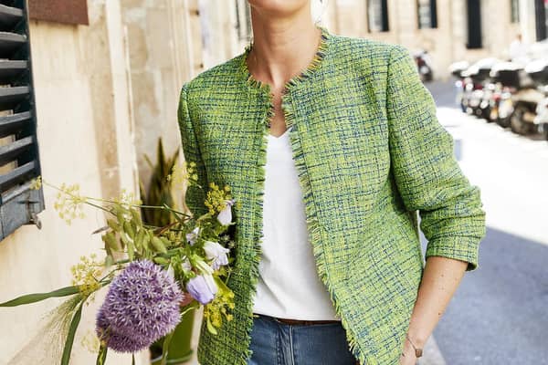 Cotton Traders Coco Lime Boucle Jacket, £62, available from Cotton Traders (other items, stylist's own).