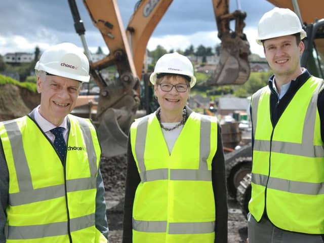 Choice Group’s Michael McDonnell and Jayne McFaul pictured with Simon Johnston (Newpark Homes)
