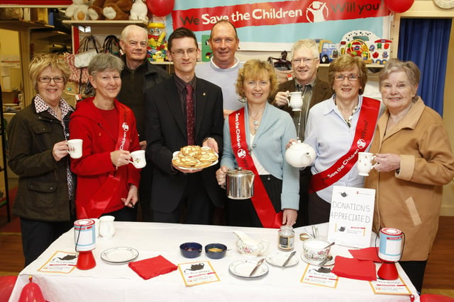 Looking back at how the M&S Coleraine store in the Diamond helped the community, here's a photo from 2008 showing Rob Rankin, store manager Marks and Spencer Coleraine, who provided tea, coffee and pancakes for the Save the Children Shop Coleraine fundraising coffee morning, pictured with volunteers and customers. Included are, Paddy Shaw, Phyllis Michael, Kennith Carson, Mike Shaw, Sheila McGrath, Sammy Smyth, Lorna Dane and Martha Hourican.