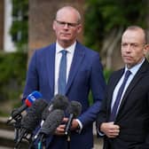 Northern Ireland Secretary Chris Heaton-Harris and Irish Foreign Affairs Minister Simon Coveney pictured during a press conference at Hillsborough Castle last week
