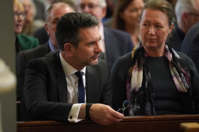 Steve Baker, UK Minister of State at the Northern Ireland Office, at a service at Clonard Monastery to mark the 25th anniversary of the Good Friday Agreement. Jamie Bryson says he challenged him at a later date. "Unlike the self-styled ‘hardmen’ of Brexit, unionism is made of sterner stuff," writes Mr Bryson