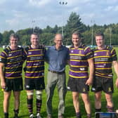 Instonians captain Robert Whitten (second from left) returns to their pack this afternoon. PIC: Instonians Rugby
