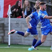 Ben Gallagher scored Dungannon's second goal in their 3-1 Premiership win over Cliftonville. PIC: David Maginnis/Pacemaker Press