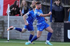 Ben Gallagher scored Dungannon's second goal in their 3-1 Premiership win over Cliftonville. PIC: David Maginnis/Pacemaker Press