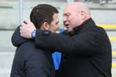 Linfield boss David Healy (left) with David Jeffrey in 2018. (Photo by INPHO/Brian Little)