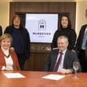 McKeever Hotel Group, the Antrim-based family-run business, has revealed its strategic three-year plan which includes the growth of its operation on an all-island basis and across its existing hotels in Northern Ireland and Donegal. The strategy, which coincides with McKeever Hotel Group’s 30th anniversary, aims to increase turnover to £60million over the next three years with further acquisitions and hotel management contracts. Pictured are Catherine and Eugene McKeever with Eddie McKeever, Victoria Walton, Bridgene Keeley and Martin Toner