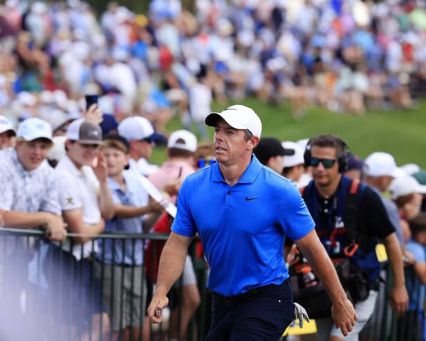 Northern Ireland's Rory McIlroy walks off the 18th green on the third day of the PGA Championship at Valhalla Golf Club in Louisville, Kentucky. (Photo by Justin Casterline/Getty Images)