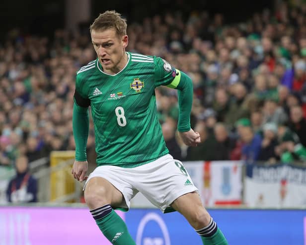Northern Ireland captain Steven Davis who is currently sidelined with an ACL injury