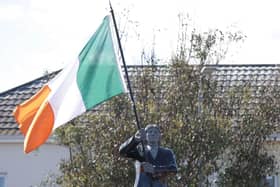 A statue of Bobby Sands was unveiled at the republican memorial garden in Twinbrook, Belfast, last year