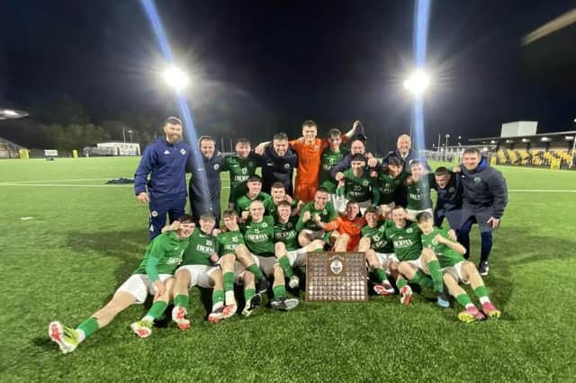 Northern Ireland U18 Schoolboys celebrate their Centenary Shield success