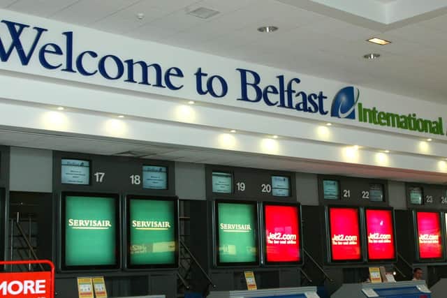 Belfast International Airport saw delays as the effects of UK-wide air traffic control system problems continued to be felt. Photo: Bernie Brown.