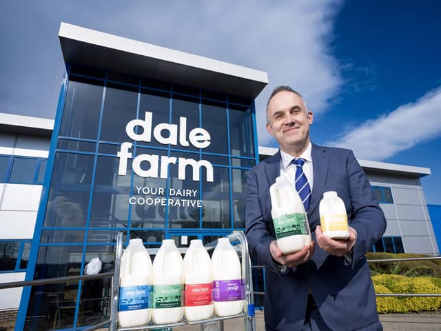 Dale Farm is leading the way in Northern Ireland for sustainable milk packaging by making the switch to clear bottle caps on all Dale Farm branded and own-label milk. The move will make milk packaging more recyclable. It is estimated that the switch will return nearly 60 million caps – 72 tonnes – to food grade packaging each year. Ed Wright, head of sustainability at Dale Farm with the new sustainable bottle cap packaging