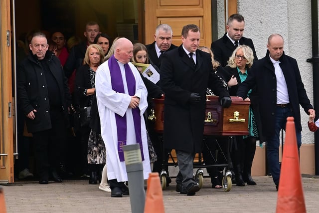 Family and Friends attend the Funeral of Sean Fox at Christ the Redeemer Church in Lagmore on Tuesday.
