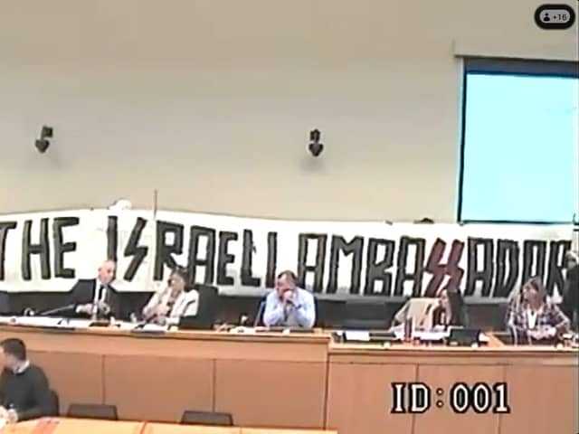 A clip from the live broadcast of the council meeting