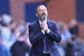 Rangers manager Derek McInnes appears frustrated during the William Hill Premiership match at Ibrox Stadium, Glasgow