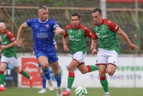 Limavady United captain Stephen Lowry (left) has played in the Irish League for over 20 years. (Photo by Desmond Loughery/Pacemaker Press)