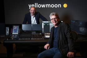 Yellow Moon, Northern Ireland’s leading post-production company, has completed a multi-million-pound investment in its facilities with support from Bank of Ireland to create a world-class offering for TV and film productions filmed both locally and internationally. Pictured are Gareth Wilson, business manager, Bank of Ireland UK and Greg Darby, managing director, Yellow Moon in the Studio