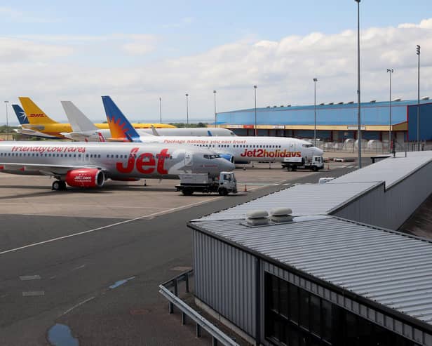 Planes at Belfast International Airport. Pic: Stephen Davison/Pacemaker