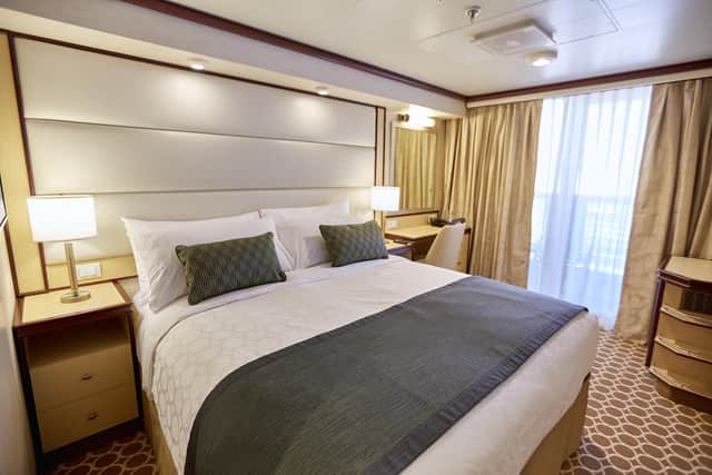 A stateroom with balcony