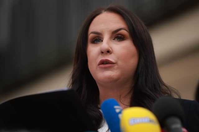 Detective Chief Inspector Leah Crothers paid tribute to the bravery of Jeffrey Donaldson's victims. Photo:: Liam McBurney/PA