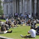 Crowds gather at lunch time at Belfast City Hall Gardens to enjoy the fine weather on Thursday 16 July 2026. Picture By: Arthur Allison/Pacemaker Press.